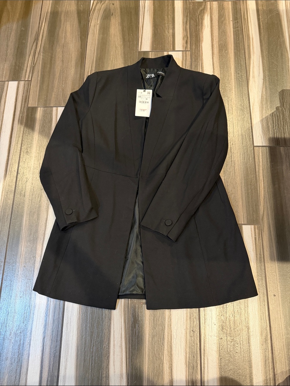 Zara Black Minimal Open-Front Blazer